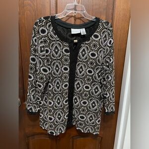 Alfred Dunner women’s geometric design metallic gold black and white Tunic X L